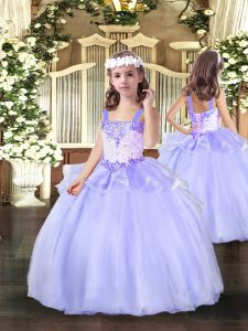 Modern Lavender Sleeveless Beading Floor Length Evening Gowns