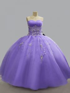 Lavender Lace Up Sweetheart Beading Quinceanera Dresses Organza Sleeveless