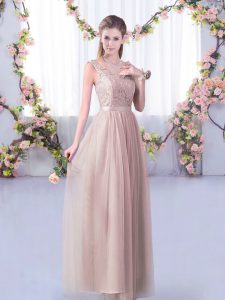 Graceful Sleeveless Side Zipper Floor Length Lace and Belt Quinceanera Court of Honor Dress