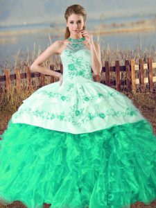 Organza Sleeveless Sweet 16 Quinceanera Dress Court Train and Embroidery and Ruffles