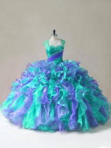 Multi-color Sleeveless Organza Zipper Sweet 16 Dresses for Sweet 16 and Quinceanera