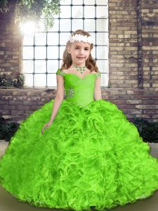 Dazzling Straps Sleeveless Lace Up Pageant Dress Toddler Organza