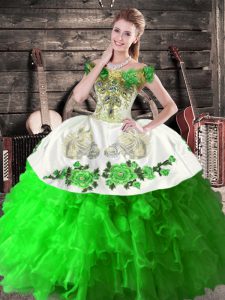 Clearance Sleeveless Embroidery and Ruffles Lace Up Sweet 16 Quinceanera Dress