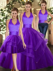 Sleeveless Lace Up Floor Length Ruffles Sweet 16 Dresses