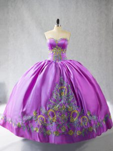 New Style Lilac Sleeveless Embroidery Sweet 16 Quinceanera Dress