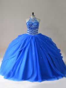 Wonderful Tulle Sleeveless Floor Length Quinceanera Gown and Beading