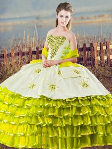 Graceful Olive Green Lace Up Sweetheart Beading and Ruffled Layers Quinceanera Dress Organza Sleeveless