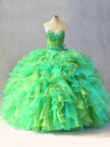 Dazzling Multi-color Sleeveless Beading and Ruffles Floor Length Vestidos de Quinceanera