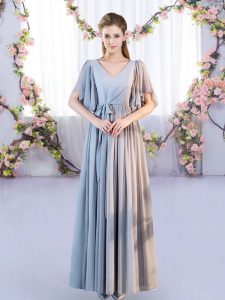 Short Sleeves Belt Lace Up Quinceanera Dama Dress