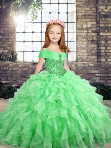 Low Price Sleeveless Beading and Ruffles Floor Length Girls Pageant Dresses