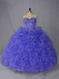Flirting Ball Gowns Sleeveless Lavender and Purple 15 Quinceanera Dress Brush Train Lace Up