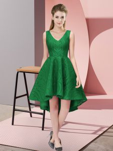 V-neck Sleeveless Lace Dama Dress Lace Zipper