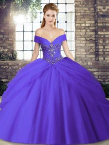 Ball Gowns Sleeveless Purple Quince Ball Gowns Brush Train Lace Up