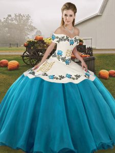 Flare Organza Sleeveless Floor Length Quinceanera Gowns and Embroidery