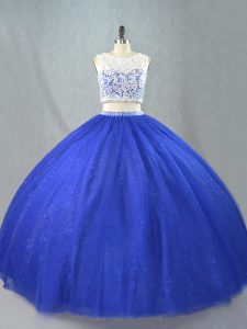Classical Floor Length Zipper Sweet 16 Dress Royal Blue for Sweet 16 and Quinceanera with Lace