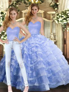 Enchanting Organza Sleeveless Floor Length Quinceanera Gowns and Ruffled Layers