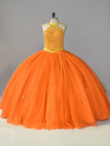 Wonderful Tulle Sleeveless Floor Length 15 Quinceanera Dress and Beading