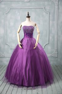 Sleeveless Lace Up Floor Length Beading Sweet 16 Dresses