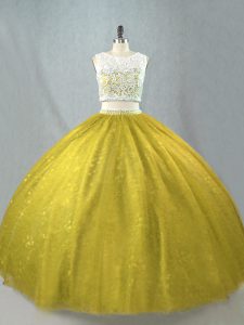 Elegant Olive Green Sleeveless Tulle Zipper 15 Quinceanera Dress for Sweet 16 and Quinceanera