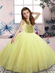 Admirable Sleeveless Beading Lace Up Child Pageant Dress