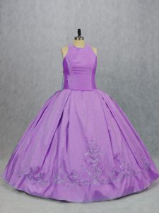 Dynamic Floor Length Zipper Quinceanera Dress Lilac for Sweet 16 and Quinceanera with Embroidery