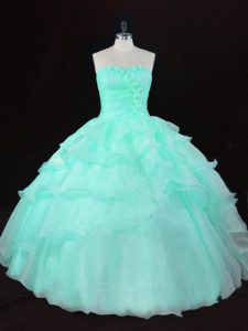 Luxury Sleeveless Ruffles and Hand Made Flower Lace Up Quinceanera Dresses