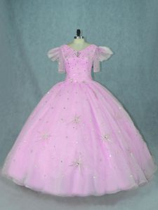Short Sleeves Beading Zipper 15 Quinceanera Dress