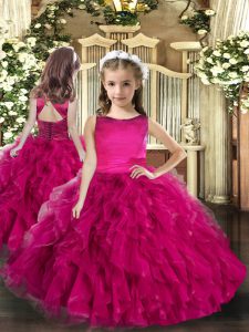 Customized Sleeveless Ruffles Lace Up Little Girl Pageant Gowns