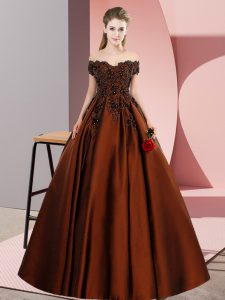 Floor Length Brown Quinceanera Dress Off The Shoulder Sleeveless Zipper