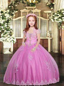 New Arrival Sleeveless Lace and Appliques Lace Up Little Girls Pageant Dress