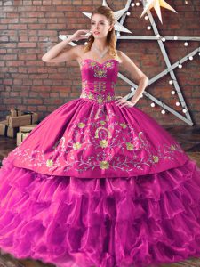 New Arrival Sleeveless Lace Up Floor Length Embroidery Vestidos de Quinceanera