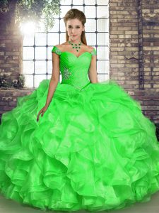 Gorgeous Floor Length Vestidos de Quinceanera Organza Sleeveless Beading and Ruffles