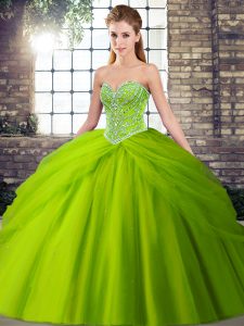 Luxurious Sleeveless Brush Train Beading and Pick Ups 15 Quinceanera Dress