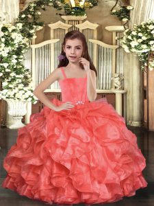 Sleeveless Ruffles Lace Up Kids Pageant Dress