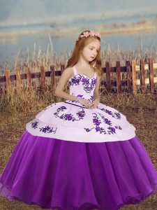 Exquisite Sleeveless Lace Up Floor Length Embroidery Pageant Dress for Teens