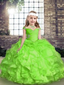 High Quality Sleeveless Organza Lace Up Winning Pageant Gowns for Party and Sweet 16 and Wedding Party