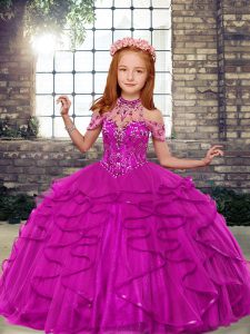 Sleeveless Beading and Ruffles Lace Up Little Girls Pageant Dress Wholesale