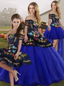 Sleeveless Lace Up Floor Length Embroidery Sweet 16 Dresses