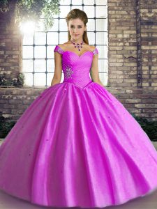 Fashion Tulle Sleeveless Floor Length Sweet 16 Dress and Beading