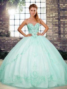Sleeveless Lace Up Floor Length Beading and Embroidery Ball Gown Prom Dress