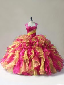 Ideal Floor Length Multi-color Sweet 16 Quinceanera Dress Straps Sleeveless Zipper