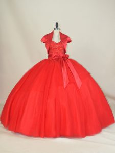 Admirable Sweetheart Sleeveless Tulle Quince Ball Gowns Beading and Bowknot Lace Up