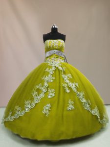 Romantic Sleeveless Appliques Lace Up 15th Birthday Dress