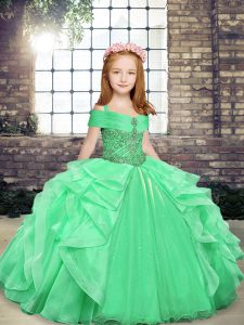 Floor Length Ball Gowns Sleeveless Kids Formal Wear Lace Up