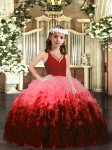 Sleeveless Beading and Ruffles Zipper High School Pageant Dress