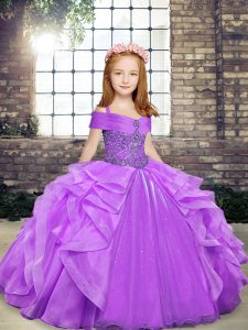 Cheap Organza Sleeveless Floor Length Little Girls Pageant Dress Wholesale and Beading and Ruffles