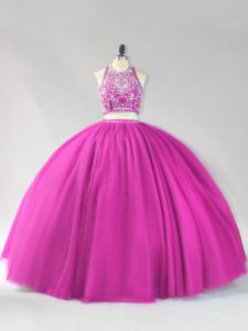 On Sale Tulle Sleeveless Floor Length Ball Gown Prom Dress and Beading