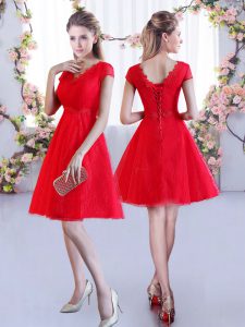 Most Popular Lace Cap Sleeves Mini Length Damas Dress and Lace