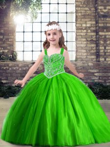 Ball Gowns Pageant Dress Straps Tulle Sleeveless Floor Length Lace Up