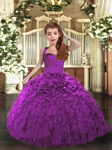 Sleeveless Ruffles Lace Up Kids Pageant Dress
